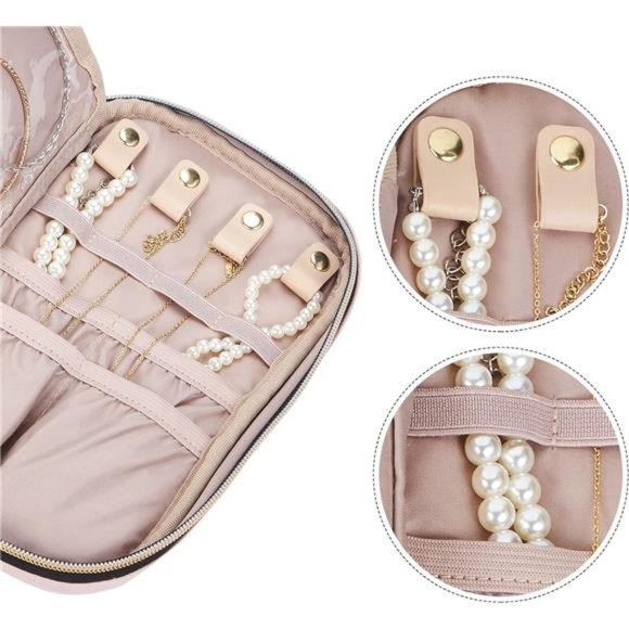 Travel Jewelry Case, Travel Organizer for Jewelery, Watch, Pink - Picture 2 of 7